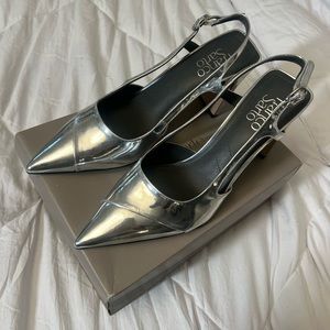 Franco Sarto Silver Slingback Heels